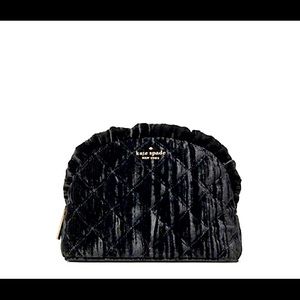 Kate Spade Natalia Crushed Velvet Black Zip Pouch